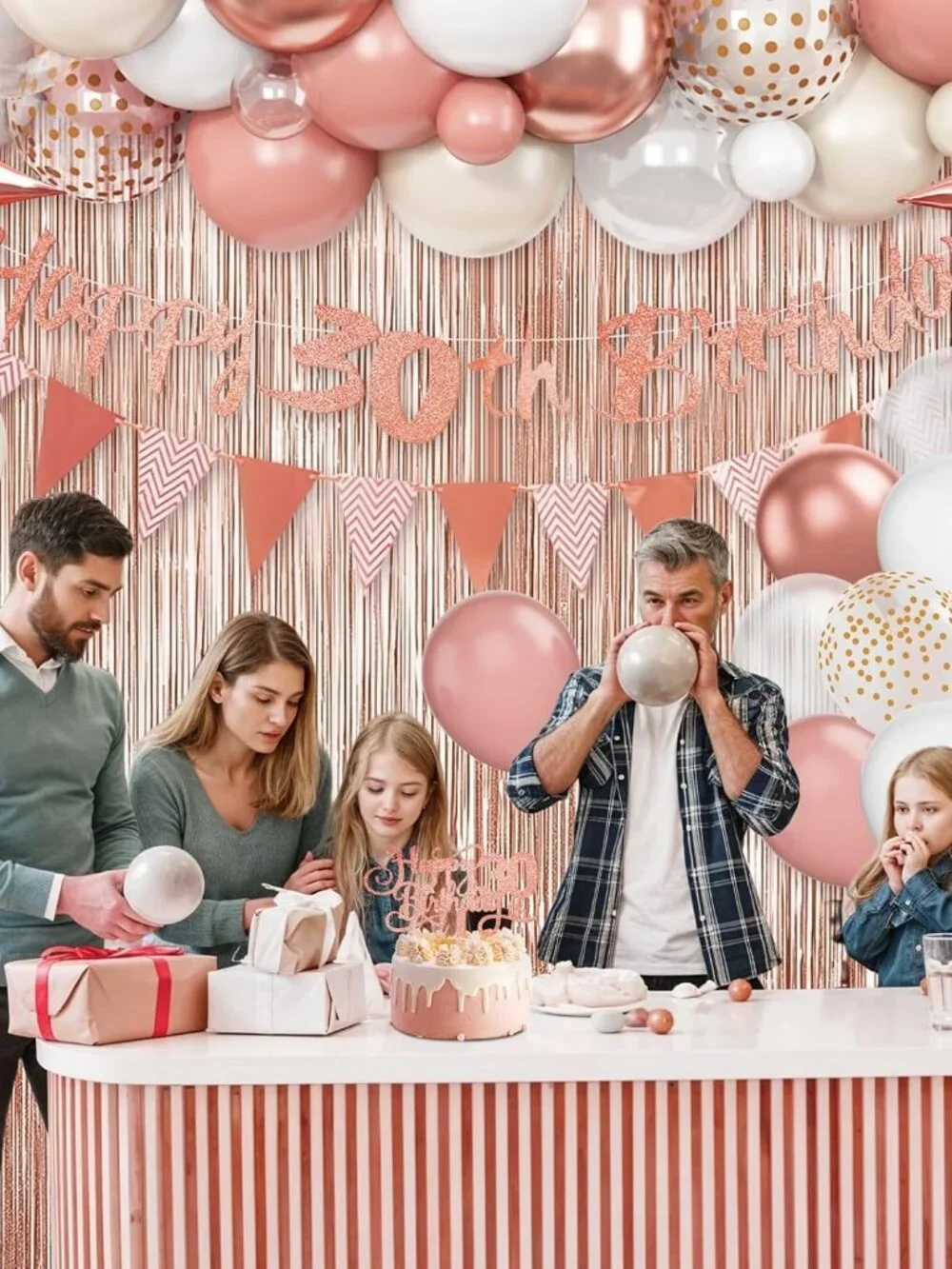 30th Birthday Rose Gold Balloon Arch Kit Blush Pink Party Decorations